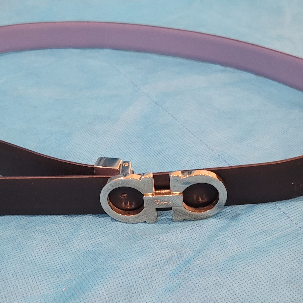Italian Leather Navy Belt with Silver Buckle